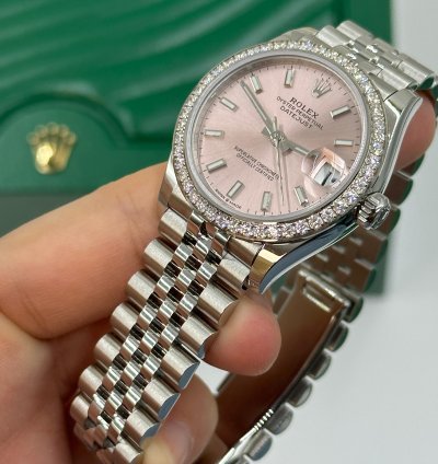 Rolex Datejust 31 Pink Dial Diamond Bezel Jubilee