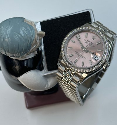 Rolex Datejust 31 Pink Dial Diamond Bezel Jubilee