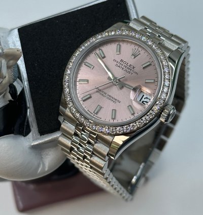 Rolex Datejust 31 Pink Dial Diamond Bezel Jubilee