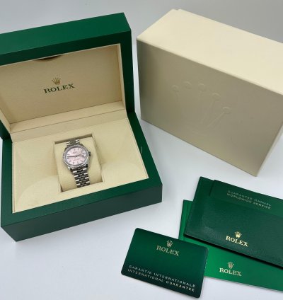 Rolex Datejust 31 Pink Dial Diamond Bezel Jubilee