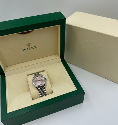 Rolex Datejust 31 Pink Dial Diamond Bezel Jubilee