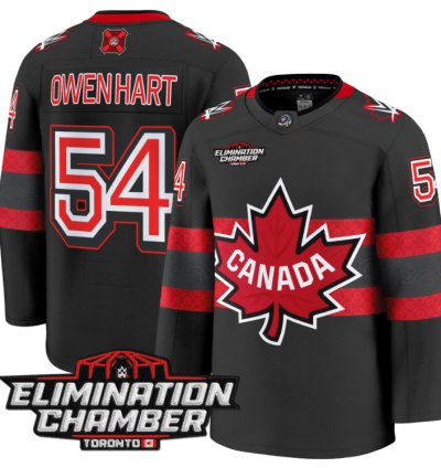 Men Owen Hart Jersey 54 Elimination Chamber Toronto 2025 Premium Stitched Black