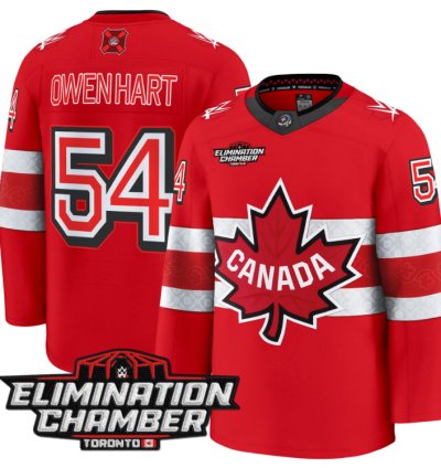 Men Owen Hart Jersey 54 Elimination Chamber Toronto 2025 Premium Stitched Red
