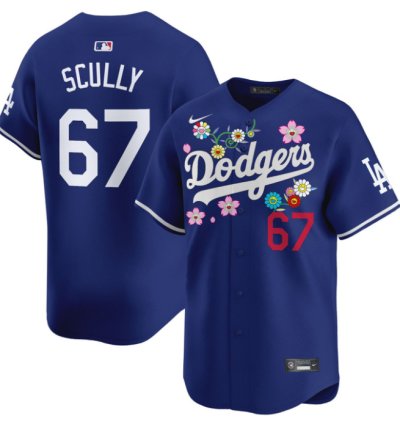 Vin Scully Jersey 67 Dodgers X Takashi Murakami 2025 Vapor Limited Stitched Royal