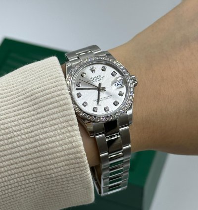 Rolex Datejust 31 Silver Diamonds Oys