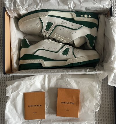 Louis Vuitton - Lv Trainer Sneaker Low White Green Original