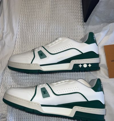 Louis Vuitton - Lv Trainer Sneaker Low White Green Original