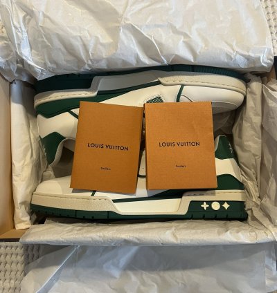 Louis Vuitton - Lv Trainer Sneaker Low White Green Original
