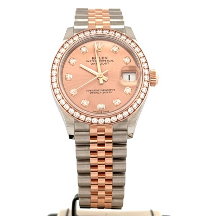 Rolex Datejust 31mm Rose Gold Steel Factory Diamond Bezel Pink Diamond Dial