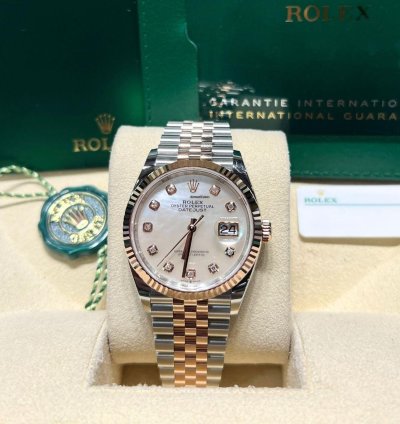 Rolex Datejust 36 126231 Datejust 36mm Steel 18k Rose Gold Mop Diamond Dial Jubilee