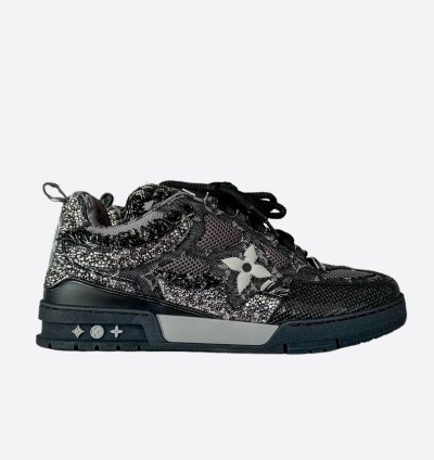 Louis Vuitton Black Denim Monogram Crystal Skate Trainers
