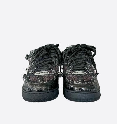 Louis Vuitton Black Denim Monogram Crystal Skate Trainers
