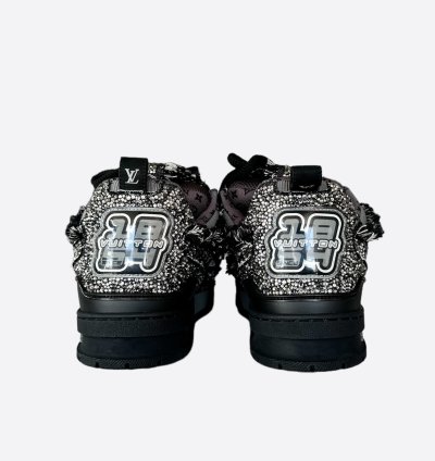 Louis Vuitton Black Denim Monogram Crystal Skate Trainers