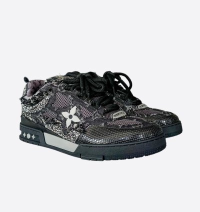 Louis Vuitton Black Denim Monogram Crystal Skate Trainers