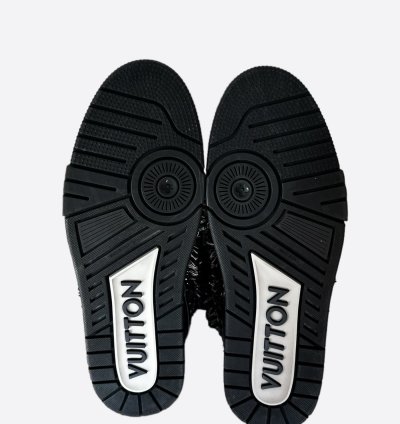 Louis Vuitton Black Denim Monogram Crystal Skate Trainers