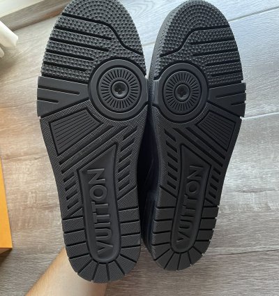 Louis Vuitton Black Leather And Wool Trainer Sneaker