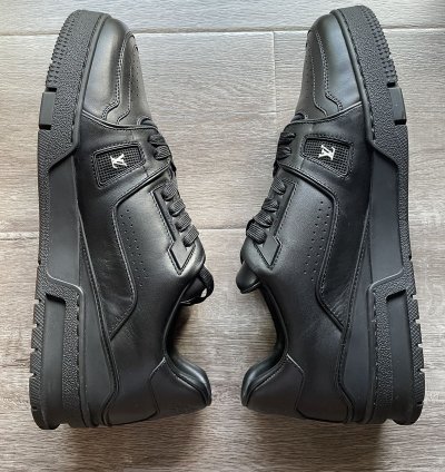 Louis Vuitton Black Leather And Wool Trainer Sneaker
