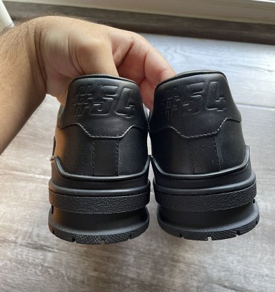Louis Vuitton Black Leather And Wool Trainer Sneaker