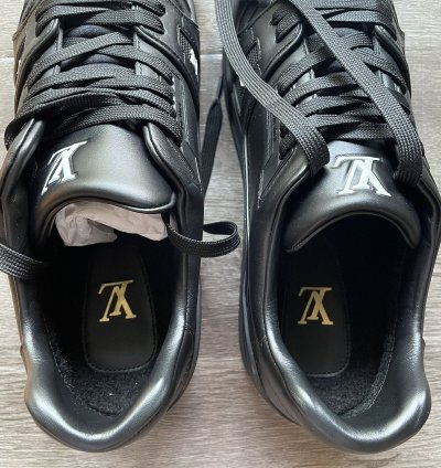Louis Vuitton Black Leather And Wool Trainer Sneaker