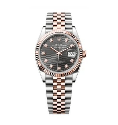 Rolex Datejust 36 126231 Rose Gold Stainless Steel Slate Motif Diamond Dial 2023