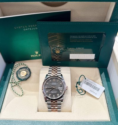 Rolex Datejust 36 126231 Rose Gold Stainless Steel Slate Motif Diamond Dial 2023
