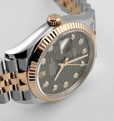 Rolex Datejust 36 126231 Rose Gold Stainless Steel Slate Motif Diamond Dial 2023
