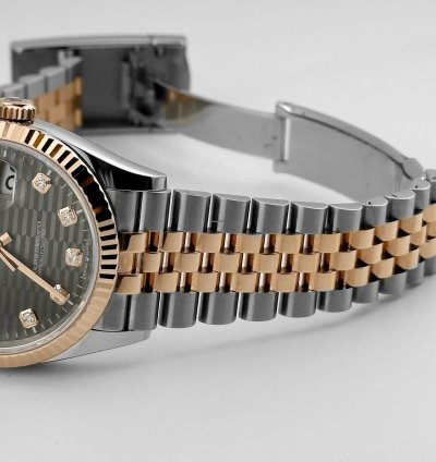 Rolex Datejust 36 126231 Rose Gold Stainless Steel Slate Motif Diamond Dial 2023