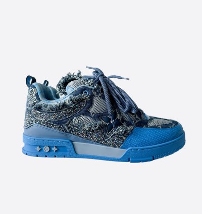Louis Vuitton Blue Denim Monogram Crystal Skate Trainers
