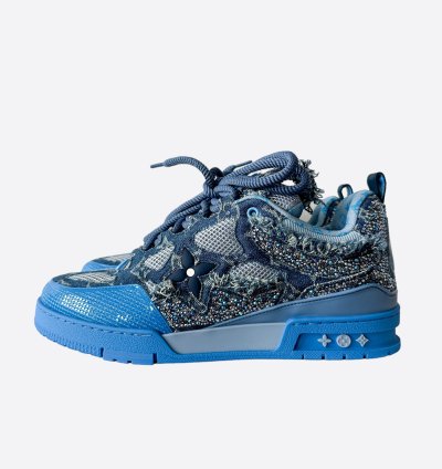 Louis Vuitton Blue Denim Monogram Crystal Skate Trainers