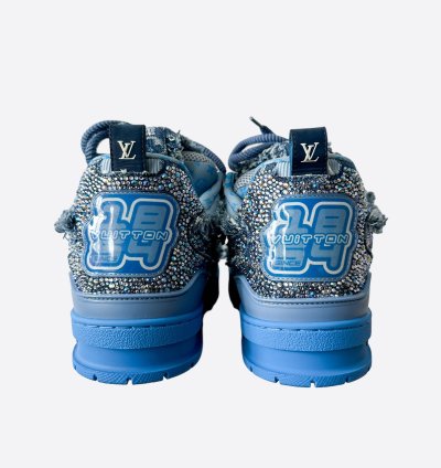 Louis Vuitton Blue Denim Monogram Crystal Skate Trainers