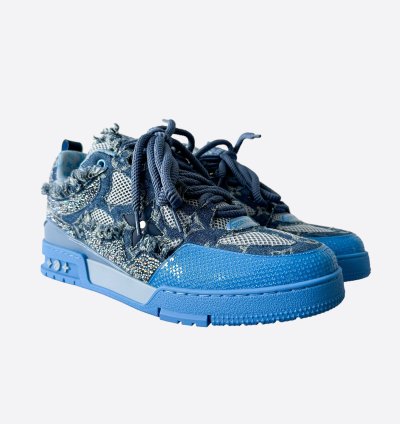 Louis Vuitton Blue Denim Monogram Crystal Skate Trainers