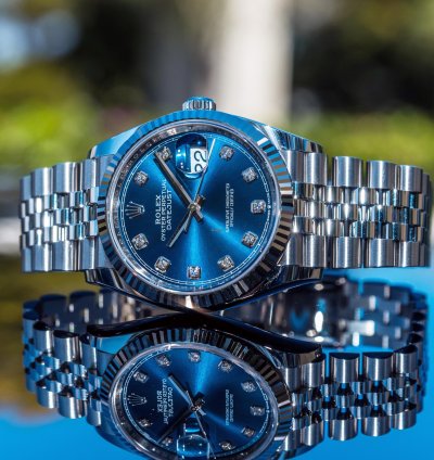 Rolex Datejust 36 126234 - Bright Blue Diamond Set Dial - Jubilee Bracelet