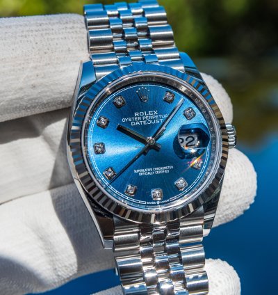 Rolex Datejust 36 126234 - Bright Blue Diamond Set Dial - Jubilee Bracelet