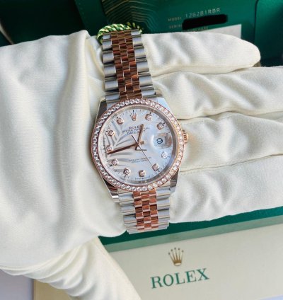 Rolex Datejust 36 126281rbr Palmeras Diamonds Dial Jubilee