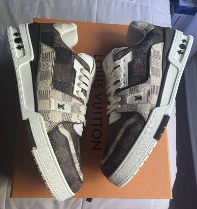 Louis Vuitton Brown Beige Damier Trainer Sneaker