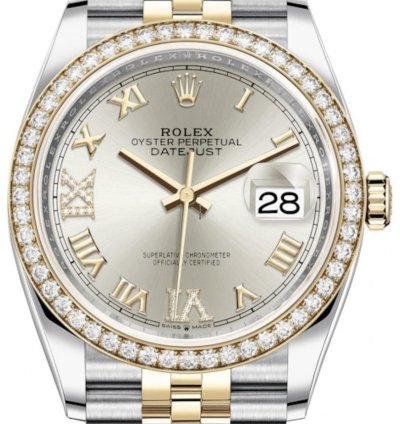 Rolex Datejust 36 126283rbr Datejust Silver Vi Ix Roman Jubilee Bracelets Original Diamond Bezel 36mm
