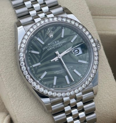 Rolex Datejust 36 126284rbr 2024 Palm Diamond Bezel Discontinued Green Gr Unworn