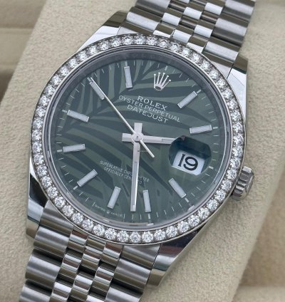 Rolex Datejust 36 126284rbr 2024 Palm Diamond Bezel Discontinued Green Gr Unworn