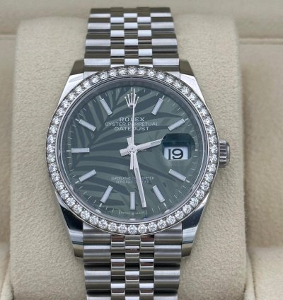 Rolex Datejust 36 126284rbr 2024 Palm Diamond Bezel Discontinued Green Gr Unworn