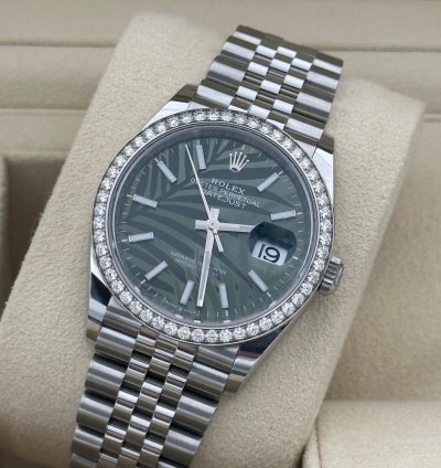 Rolex Datejust 36 126284rbr 2024 Palm Diamond Bezel Discontinued Green Gr Unworn