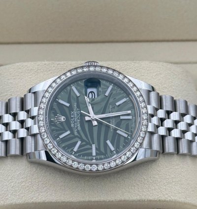 Rolex Datejust 36 126284rbr 2024 Palm Diamond Bezel Discontinued Green Gr Unworn