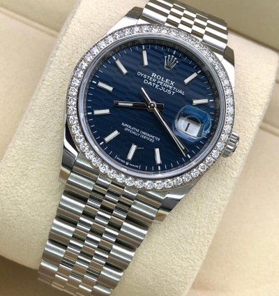 Rolex Datejust 36 126284rbr Blue Fluted Wave Motif Dial Jubilee 2021 New Model