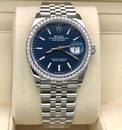 Rolex Datejust 36 126284rbr Blue Fluted Wave Motif Dial Jubilee 2021 New Model
