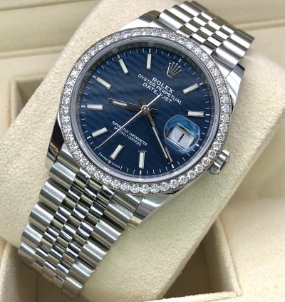 Rolex Datejust 36 126284rbr Blue Fluted Wave Motif Dial Jubilee 2021 New Model