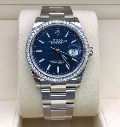 Rolex Datejust 36 126284rbr Blue Fluted Wave Motif Dial Oyster 126284rbr-0041