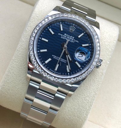 Rolex Datejust 36 126284rbr Blue Fluted Wave Motif Dial Oyster 126284rbr-0041