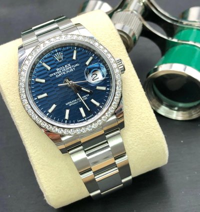 Rolex Datejust 36 126284rbr Blue Fluted Wave Motif Dial Oyster 2021 New Model