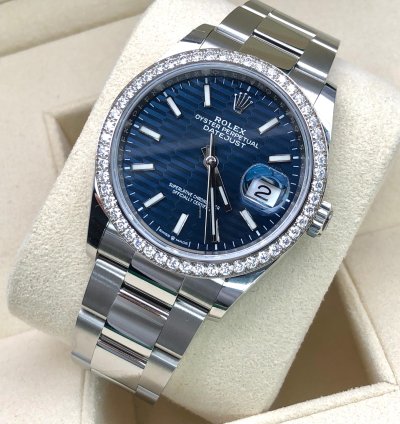 Rolex Datejust 36 126284rbr Blue Fluted Wave Motif Dial Oyster 2021 New Model