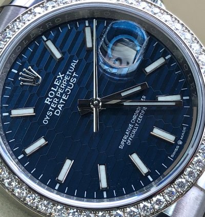 Rolex Datejust 36 126284rbr Blue Fluted Wave Motif Dial Oyster 2021 New Model