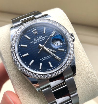 Rolex Datejust 36 126284rbr Blue Fluted Wave Motif Dial Oyster 2021 New Model